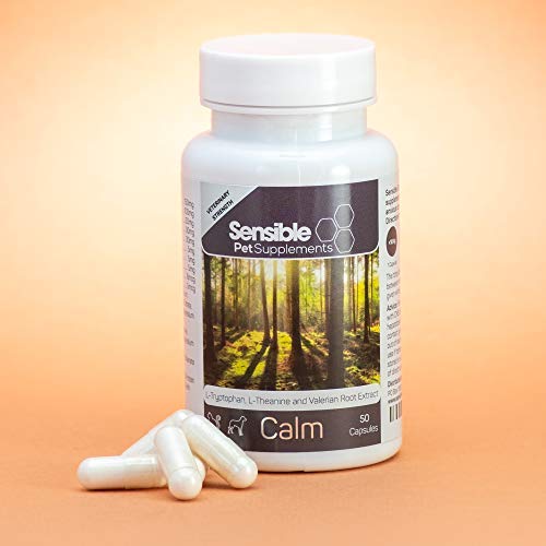 Sensible Pet Supplements 'Calm' for cats and dogs. Containing L-Tryptophan, L-Theanine and Valerian root extract. 50 sprinkle capsules. - PawsPlanet Australia