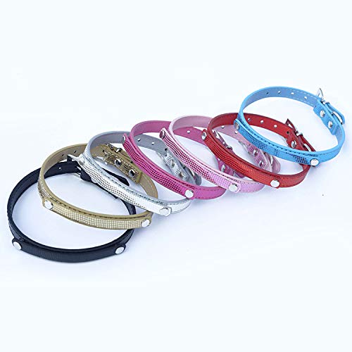 [Australia] - GJDLLC Iridescent Faux Patent Crocodile Leather Small Dog or Cat Collar Personalizable Slide Area Alloy Buckle and D Ring 8.5 to 11 Inches Pink 