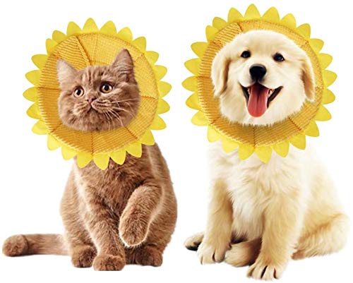 SLSON Cat Cone Soft Pet Recovery Collar Cotton Protective Cat Cone Alternative Adjustable Collar for Cat and Puppy, Yellow (S) S - PawsPlanet Australia