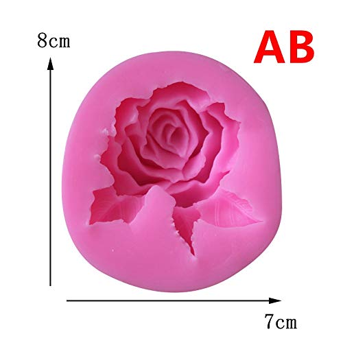 3D Rose Flower Shape Silicone Soap Mold Form Chocolate Cake Mold Handmade Diy Cake Fondant Decoration Soap Making Silicone Mold (AB) AB - PawsPlanet Australia