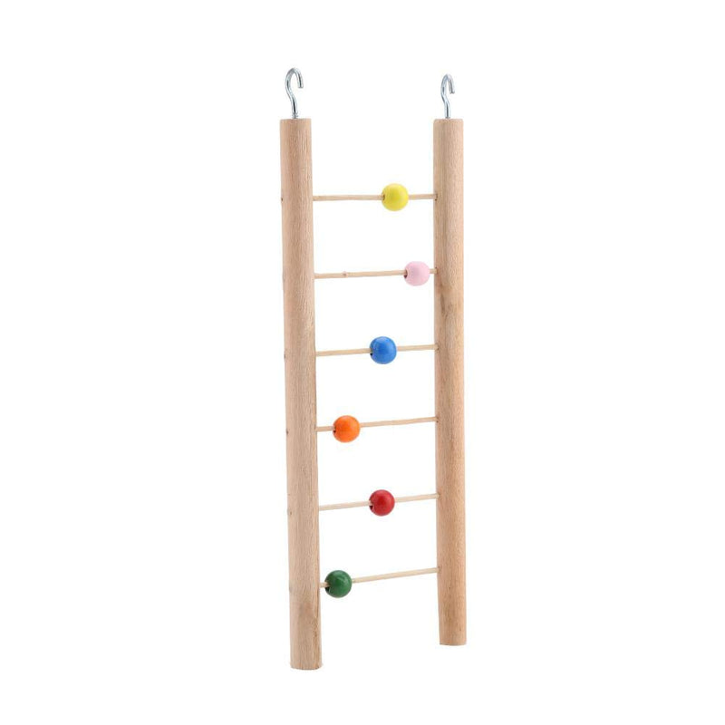 Pet Parrot Wood Ladder Pet Chewing Stairs Standing Slide Ladder Bird Cage Climbing Hanging Toys Parrot Educational Toys with Colorful Beads or Bells(With Beads) With Beads - PawsPlanet Australia