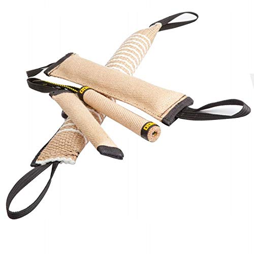 DINGO GEAR Roller with 1 Handle Reinforced Dog Tug for Bite Training and Fun 25 x 3 cm, Jute - PawsPlanet Australia