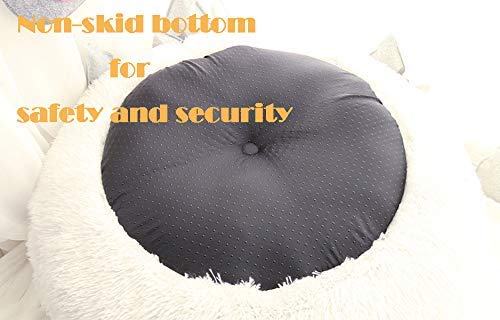 [Australia] - BODISEINT Modern Soft Plush Round Pet Bed for Cats or Small Dogs, Mini Medium Sized Dog Cat Bed Self Warming Autumn Winter Indoor Snooze Sleeping Cozy Kitty Teddy Kennel M(23.6"Dx7.9"H) Dark Grey 