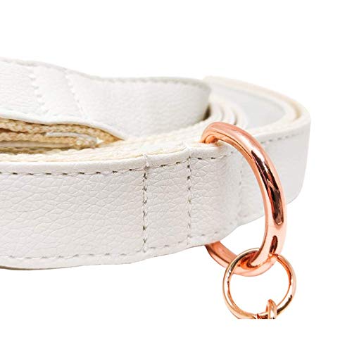 Animal Outfitters UK Marshmallow Collection Vegan | Faux Leather White and Rose Gold Dog | Puppy Lead | Strong and Comfortable for Small or Large Dogs - PawsPlanet Australia