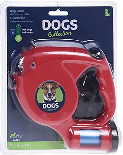 Retractable automatic dog leash 5m, retractable, with poop bag compartment and integrated flashlight, max. 35kg - PawsPlanet Australia