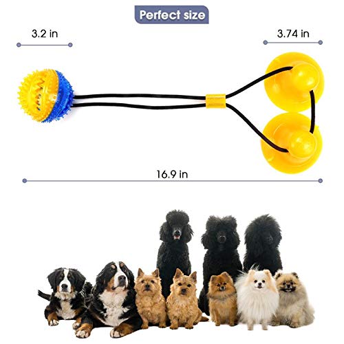 Zily [Upgrade] Dog Chew Toys for Aggressive Chewers,Rope Toys with 2 Suction Cup for Puppies Teething,Boredom,Tug of War, Slow Feeding, Teeth Cleaning and Training Ball Toy yellow - PawsPlanet Australia