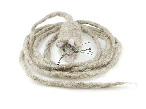 Mimis Daughters Cat Kitten Chew Mouse Scratch Chase Play Toy - Interactive Exercise 2M Long Tail - For Indoor Cats - Unique Handmade Felt Cat Toy (Blue) Blue - PawsPlanet Australia