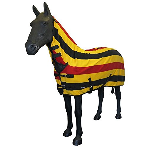 Horse Printed Cooler Fleece Rug - Pony Lightweight Breathable Travel Rug with Standard Neck - Protective Winter Riding Sheet for Fields Yard And Stable 4’9 YELLOW/FULL - PawsPlanet Australia