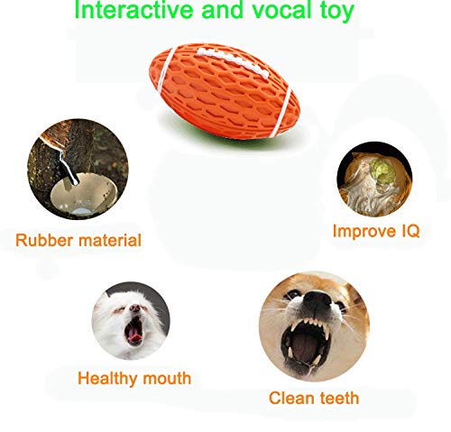 GENNYUE Chew and Squeaky Rugby Ball Non-Toxic Natural Rubber Pet Dogs Toy, Fun Interactive Pet Dogs Toy, IQ Treat Ball Toy, Teeth Cleaning, Bite Resistant for Dogs - PawsPlanet Australia