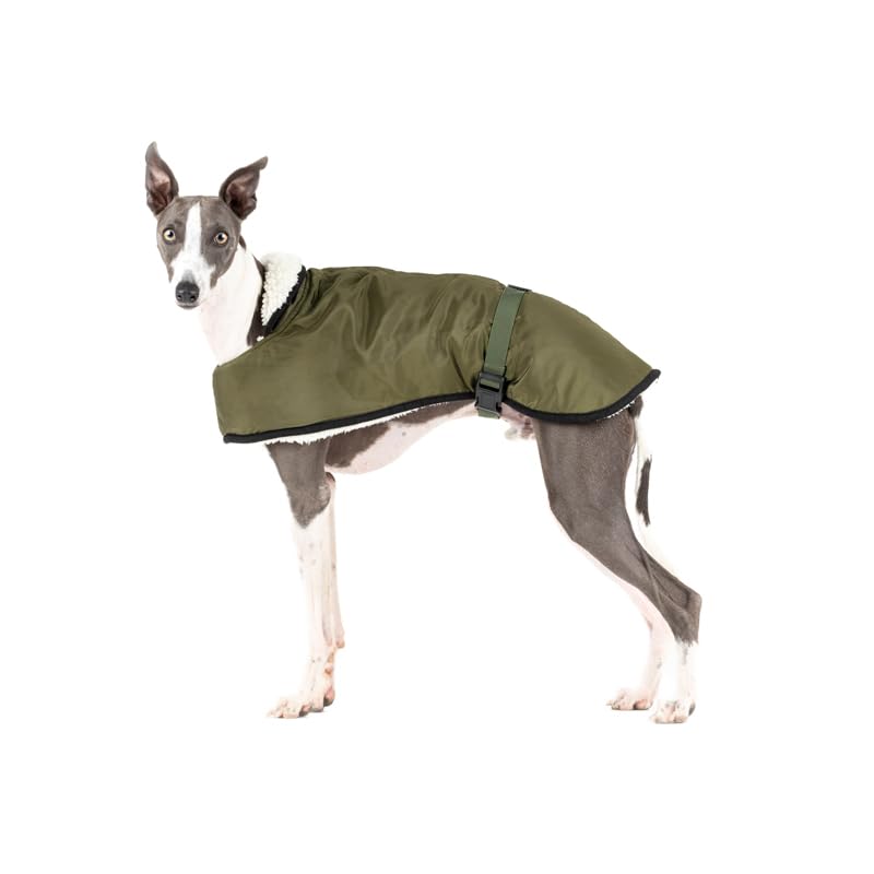Waterproof Coat for Whippets: Style, Cold and Rain Protection - Sherpa Lining, Thermal Insulation, Harness Hole - Ideal for Whippets and Italian Greyhounds (Small, Khaki) Small - PawsPlanet Australia