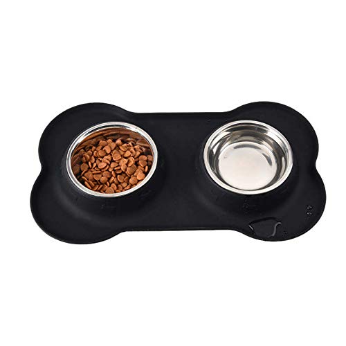 [Australia] - Stella-Lou Dog Bowls & Mat Set - 2 Removable Stainless Steel Bowls Set in a No Mess, No Spill, Non Skid, Silicone Mat. Food & Water Bowls for Dogs or Cats. Small 