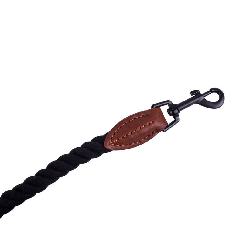 AllPetSolutions Black Rope Dog Lead | Durable Braided Puppy Training Leash | Strong Dog Lead | Soft Cotton Dog Lead Handle | 1.2m - PawsPlanet Australia