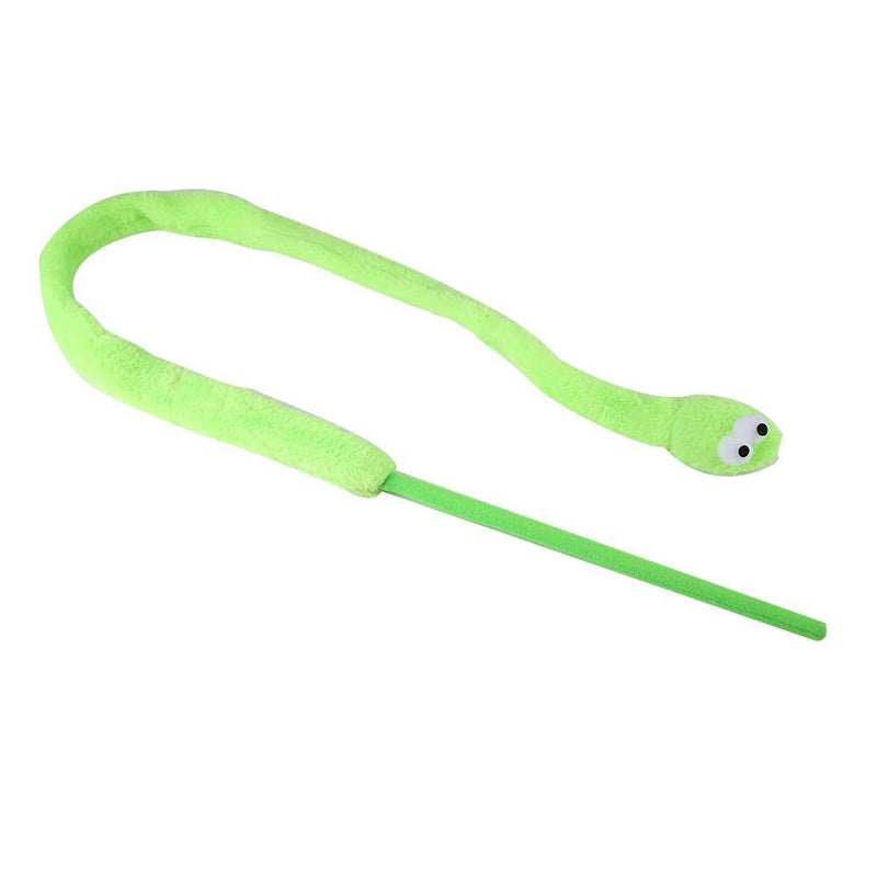 [Australia] - Pssopp Cat Teaser Toy, Cartoon Snake Shape Cat Teaser Wand Toy Interactive Reusable Plush Catnip Cat Toys Funny Cat Kitten Pet Playing Toy (Green) Green 