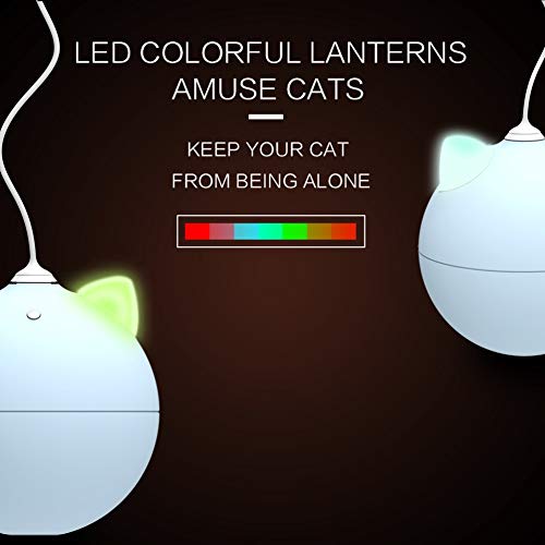 [Australia] - YSCEN Automatic Cat/Dog Toy, Pet Feathers cat Toys, Smart Feathers Cat Toys Interactive Ball, 360 Degree Automatic Irregular Rotation, Colorful Lanterns Amuse Cats, Pet Toy Replaceable Rotating Head blue 