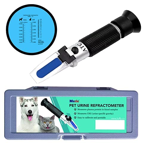 MERIC Refractometer for Pet Urine, Accurate Measuring Device for Specific Gravity, Compact and Portable Tool for Cats, Dogs, and Other Animals, Comfortable Eyepiece and Non-Slip Grip, 1 Pc Per Pack - PawsPlanet Australia