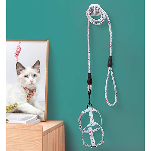 Lichi New Light Blue Floral Cats Lead and Harness Set for Medium Dogs Pet Leash for Rabbit-04M M(Neck：22-32CM；Chest：32-50CM) - PawsPlanet Australia