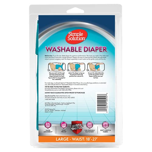 Simple Solution Washable Re-usable Female Dog Diapers | Absorbent with Leak Proof Fit | Excitable Urination or Incontinence | 1 Re-usable Dog Diaper Per Pack - Large - PawsPlanet Australia