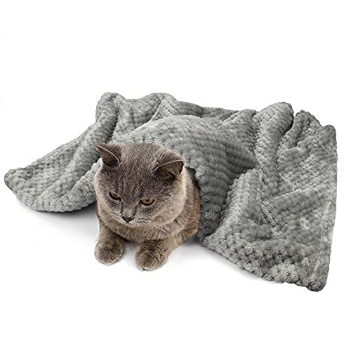 SLSON 2 Pack Pet Blankets for Puppies, Washable Dog Blankets for Small Dogs Pet Throw Blanke for Bed Covers, Couch, Sofa, Crate, Warm Soft Cat Blankets for Indoor Cats, 70x100cm, Grey and White - PawsPlanet Australia