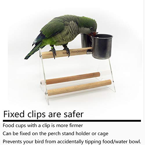 QMYS Bird Seed Feeder Cups Food Water Feed Bowls With Clip For Parrot Budgie Parakeet Cockatiel Conure Lovebird Finch Canary African Grey Cockatoo Macaw Cage Toy Single barrel - PawsPlanet Australia