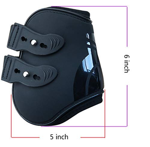 [Australia] - Zelro Open Front Jumping Tendon and Hind Fetlock Horses Boots, Secure Leg Protection, Lightweight and Tough Dressage Horse Riding Equestrian Equipment Black(2* Front&2* Hind boots) 