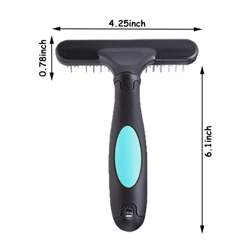 Secwell pet rake comb dog brush double row undercoat rake grooming brush dog rake with double rows 33 teeth blue - PawsPlanet Australia