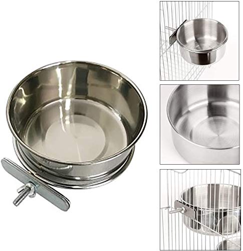 13C 3pcs Bird Feeding Dish Cups Stainless Steel Parrot Feeding Cups with Clamp Holder Animal Cage Water Food Bowl Bird Cage Cups for Feeding and Watering Birds, Parrots, Chicken and Small Animals(S) - PawsPlanet Australia