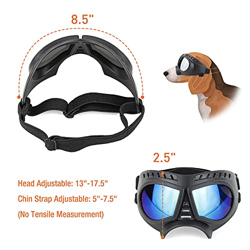 PETLESO Dog Goggles Medium Breed, Dog Sunglasses for Medium Dog, UV Protection Goggles for Dog for Driving, Hiking Blue Lens - PawsPlanet Australia