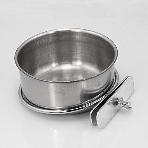 Classic Pet Products Coop Cup Stainless Steel Food Bowl, Cat Food Bowl, Water Bowl, Practical Feeding Tray, Parrot Feeder with Clamp 10cm As Picture Show - PawsPlanet Australia