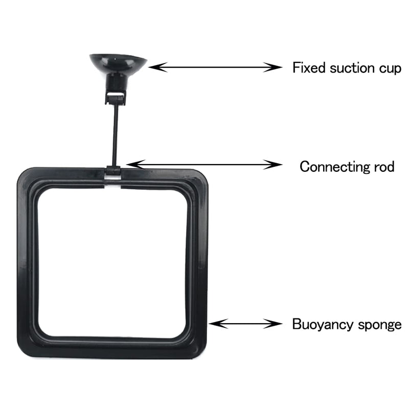 WanFengXue 2 Pcs Fish Feeding Ring Black 10cm Square Aquarium Fish Feeder with Suction Cups for Goldfish and Other Smaller Fish - PawsPlanet Australia