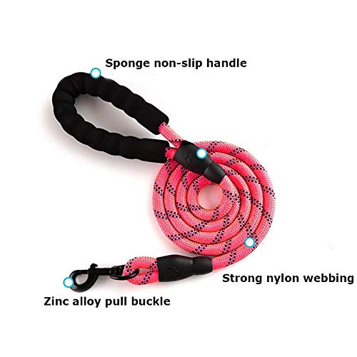 'N/A' Strong Dog Leash 5FT with Padded Handle, Mountain Climbing Rope Twist Dog Lead for Small Medium Large Dogs, Reflective Threads Nylon Durable Dog Leash (Red) Red - PawsPlanet Australia