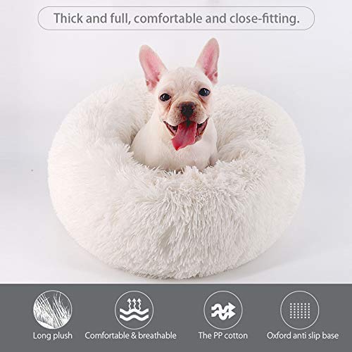 [Australia] - TINTON LIFE Luxury Faux Fur Pet Bed for Cats Small Dogs Round Donut Cuddler Oval Plush Cozy Self-Warming Cat Bed for Improved Sleep S 19.7x19.7x7.1" Dark grey 