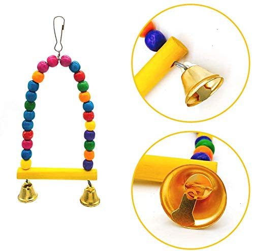 SSRIVER Bird Toys Bird Swing Parrot Bed Ladder Budgie Hammock Macaws Bite Parakeets Bell Lovebirds Rattan Conures Perch Finches Toys Pendant 6 Pcs - PawsPlanet Australia