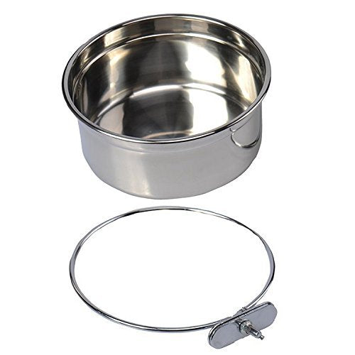 [Australia] - Pet Dog Coop Cups Stainless Steel Feeding Bowl Clamp - Detachable Dog Cat Cage Kennel Hanging Bowl Metal Food Water Feeder Medium 