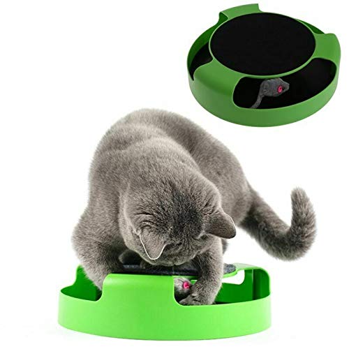 Guilty Gadgets ® Cat Kitten Catch Rotating Mouse Moving Plush Toy Interactive Scratching Claw Care Play Mat Chase Toy - PawsPlanet Australia