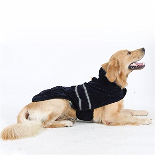 Komate Dog Winter Coat with Night Reflective Stripes Windproof Pet Jacket Outdoor Suede Fleece Dog Vest for Small Medium Large Dogs (XL (Chest 76-84cm), Blue) XL (Chest 76-84cm) - PawsPlanet Australia