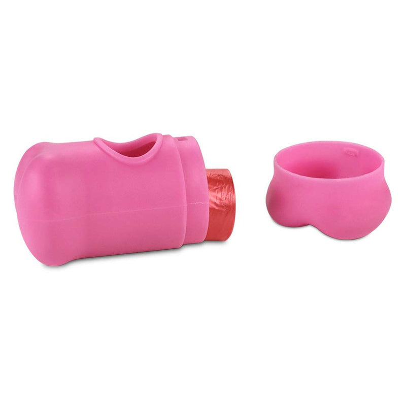 [Australia] - HaoDeng Poop Bag Dispenser - Includes 1 Roll (15 Bags) - Large, Earth-Friendly, Leak-Proof Pet Waste Bags Pink 