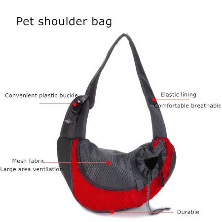 Pet Sling Carrier Bag Cat Dog Carrier with Adjustable Shoulder Puppy Carry Bag Hands Free for Outdoor Travel Red - PawsPlanet Australia
