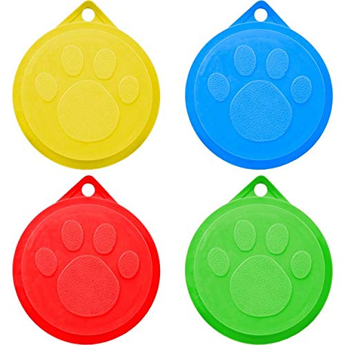 PSM Pet food can covers, 4 set of can covers, 4 colours, plastic durable lid covers, multipurpose use lid covers, pet food covers, lid can covers for pet dogs and cat - PawsPlanet Australia