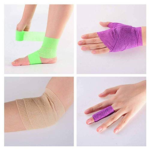 Deolven Self-Adhesive Bandage, 6 Rolls Colorful Self-Adhesive Bandage Ankle Elastic Boxes Adhesive Bandage Gauze Bandages Bandages Bandage Material (Red/Yellow/Purple/Green/Black/Skin Color) - PawsPlanet Australia