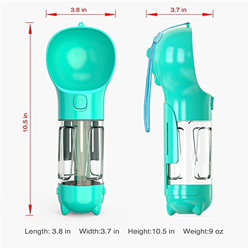 UZIMOO Dog Water Bottle Portable Leak Proof Dog Water Dispenser with Drinking and Feeding Function Lightweight Pet Water Dispenser for Walking and Travel for Dog Cat 300ml/10oz Green - PawsPlanet Australia