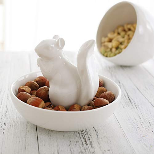 LA JOLIE MUSE Nut Bowl Snack Serving Dish - Ceramic Squirrel Candy Dish for Pistachio Peanuts, Home Decorations Gifts - PawsPlanet Australia