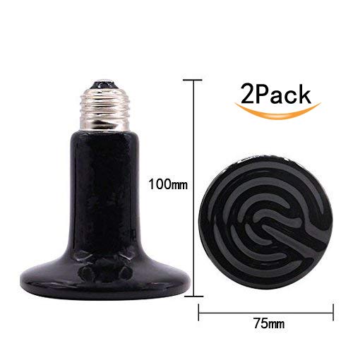 [Australia] - CTKcom 2-Pack 150W 110V Reptile Heat Lamp Ceramic Infrared Heat Emitter Bulb Pet Lamp,No Harm No Light Infrared Heat Emitter Brooder Lamp Pet Coop Heater Reptile Chicken Turtle Heat Lighting,Black 