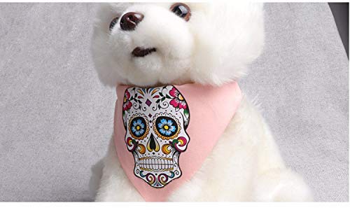 [Australia] - Axgo Pet Triangle Towel Collar Creative Adjustable Dog Cat Puppies Collar Scarf Neckerchief Saliva Towel Skull Print/Pink 