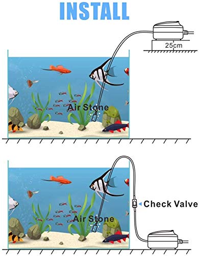 hygger 50GPH Small Air Pump for Aquarium, Oxygen Pump for 1-35 Gallon with Accessories Air Stone Check Valve Air Tube 1-35 Gallon(1W） - PawsPlanet Australia