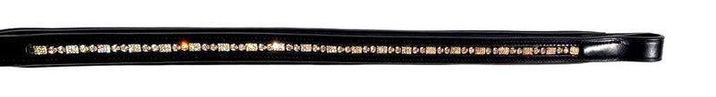 Cwell Equine English Leather Crystal Browband 5/8" Golden Chain Deep set Black Full (1103-18-19) - PawsPlanet Australia