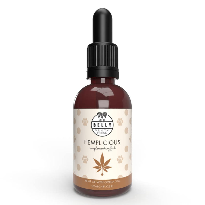 Belly - 100% natural organic hemp oil for dogs as a dietary supplement for dog fur care, organic hemp oil as a calming agent for dogs, hemp oil dogs valerian for calming - 100ml - PawsPlanet Australia