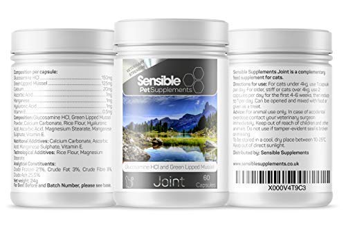Sensible Pet Supplements 'Joint' for cats and small dogs. Contains glucosamine, green lipped mussel and a range of antioxidants. 60 capsules - PawsPlanet Australia