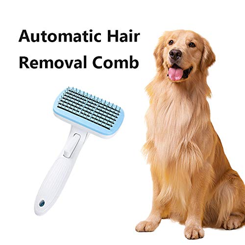 Measepet Dog Brush & Cat Brush Self Cleaning Dog Slicker Brush Easy to Clean Pet Grooming Brushes - self - Cleaning Button, Save time and Effort Blue - PawsPlanet Australia