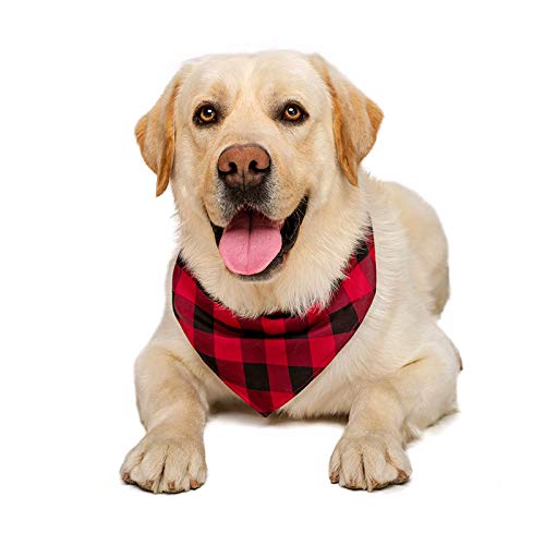 [Australia] - YBXZ Buffalo Plaid Dog Bandanas 1Pack,Red Flannel Cotton Bandanas Scarfs Triangle Bibs for Small Medium Large Size Dogs and Cats Double Layer Thickening Washable 