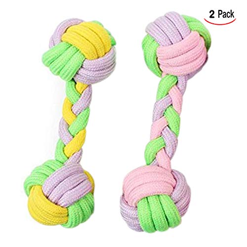 iPobie 2 Pcs Pet Cotton Rope Toy Dog Toy,Knotted Rope Bone Dog Toy,Candy Colours Dog Rope Toy - PawsPlanet Australia